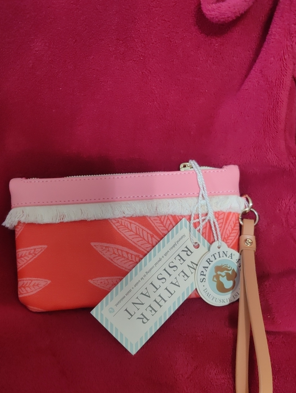 Spartina 449 NWT Coastal Linen & Leather Wristlet – Boutique Designer, Rare, Las